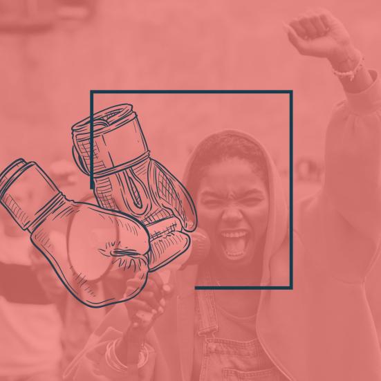 Billede af kvinde og boksehandsker